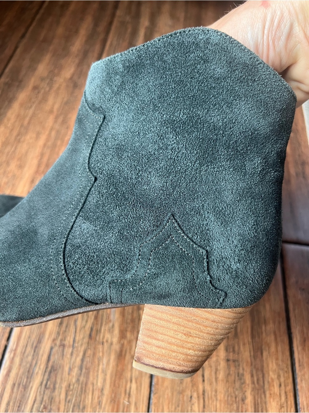 Isabel Marant Etoile Dicker Suede Leather Boots 10 Dark Green Western Round Toe - Picture 8 of 10